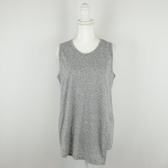 Athleta Get Away Women's Large Gray Heather Scoop Neck Asymmetric Tank Top - Picture 2 of 8